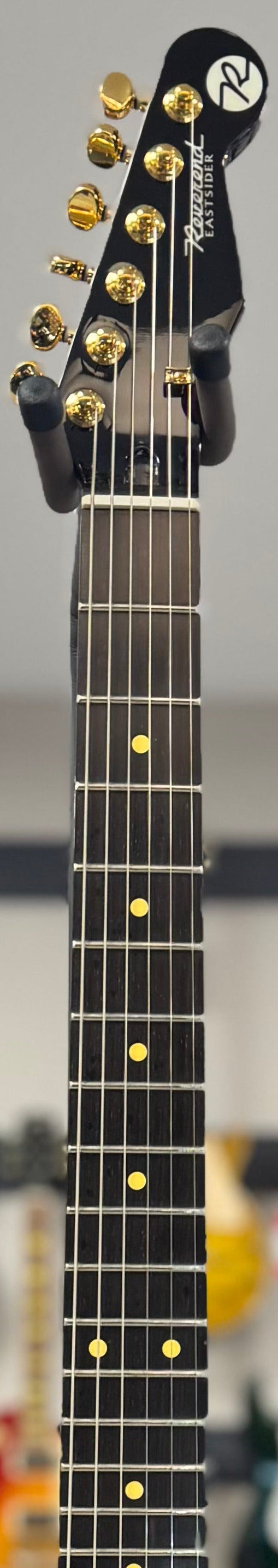 Front of neck of Used Reverend Pete Anderson Eastsider Custom Midnight Black TSS6690