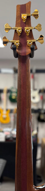 Back of neck of Used Warrior Kings Closet Isabella 5-String Bass Red Alligator Top w/Bag TSS6755