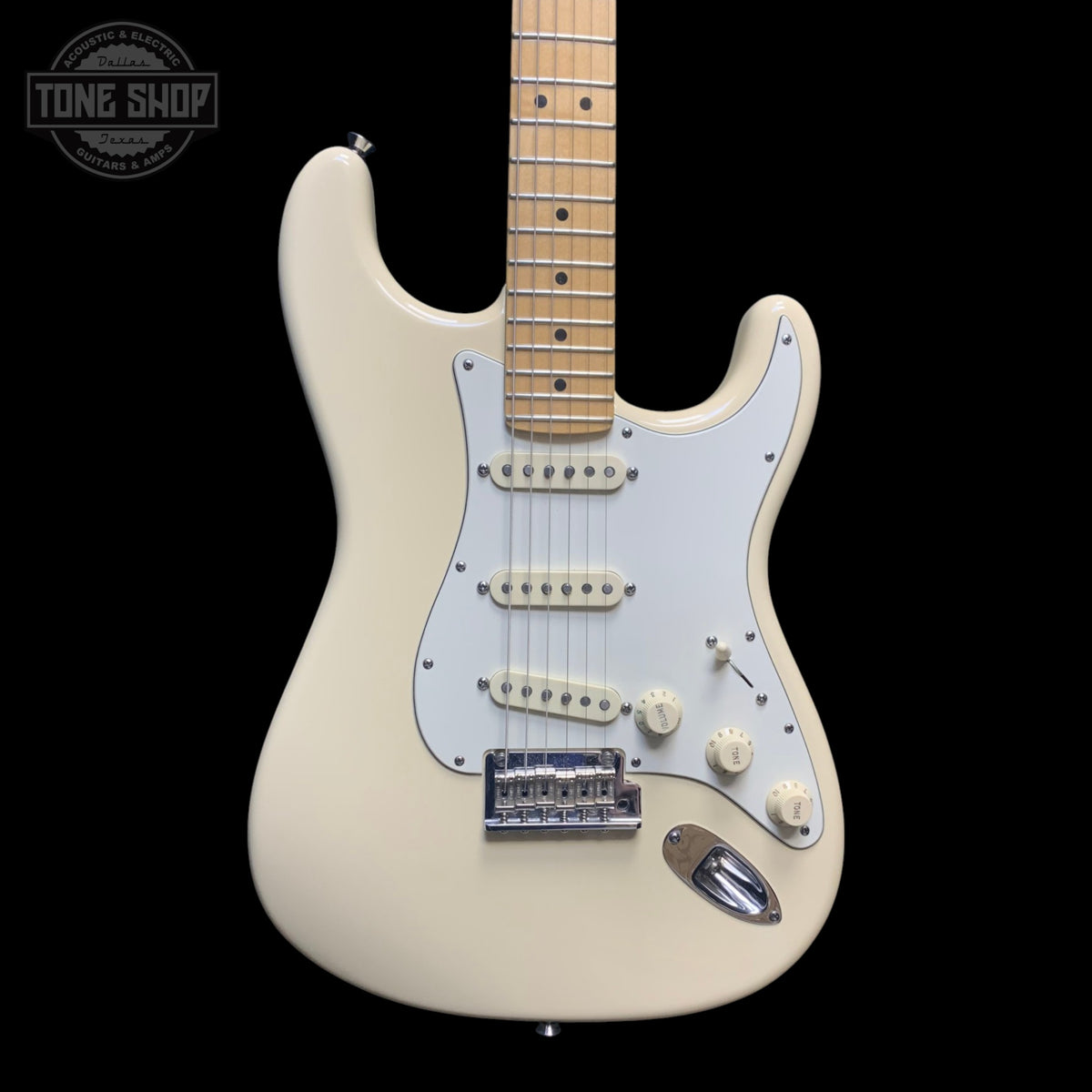 Front of Used 2012 Fender American Standard Stratocaster Olympic White.