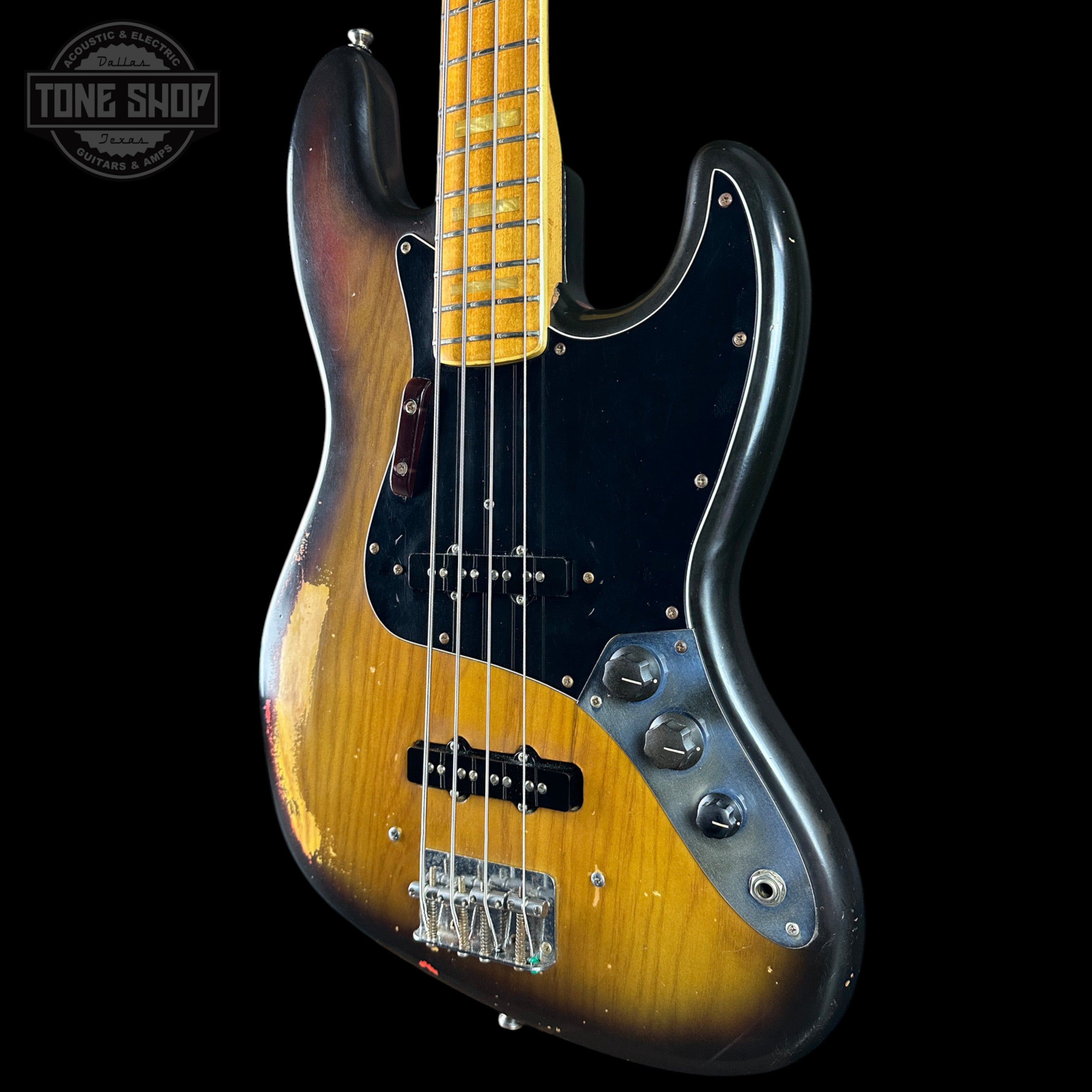 Vintage 1975 Fender Jazz Bass 3-Color Sunburst w/non original case
