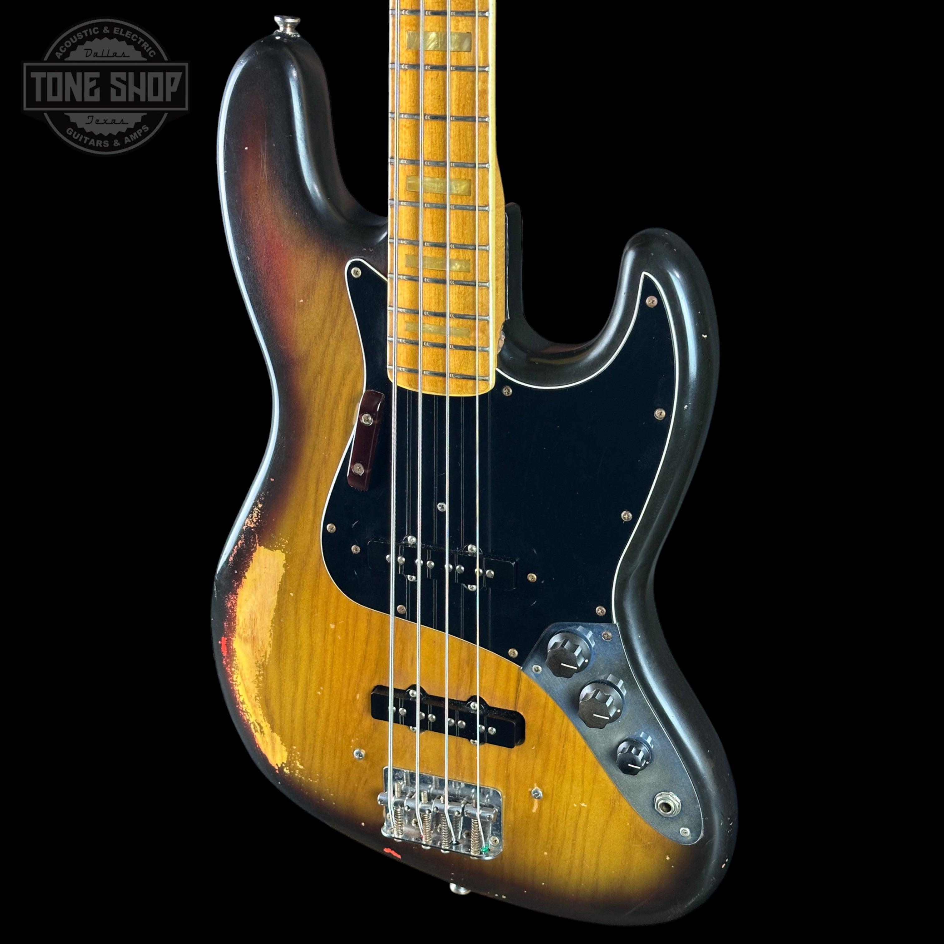 Vintage 1975 Fender Jazz Bass 3-Color Sunburst w/non original case