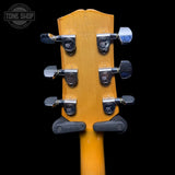 Back of headstock of Vintage 1975 Gibson L6S Midnight Black w/Changed Tuners w/OHSC TFW3654.