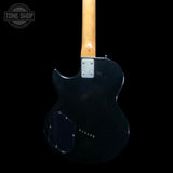Back of body of Vintage 1975 Gibson L6S Midnight Black w/Changed Tuners w/OHSC TFW3654.