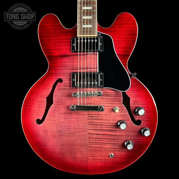 Front of Used Epiphone ES-335 Figured TG Raspberry.