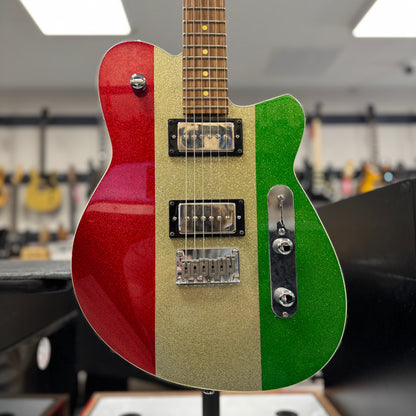 Used Reverend Charger RA Limited Edition Red Gold Green Sparkle w/case TSS6776