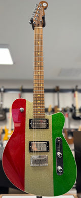 Used Reverend Charger RA Limited Edition Red Gold Green Sparkle w/case TSS6776