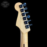 Back of headstock of Used Fender Player Strat 3-Color Sunburst.