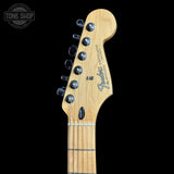 Headstock of Used 1999 Fender Standard Stratocaster White.