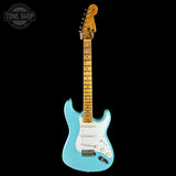 Full front of Used Fender Custom Shop 70th Anniversary 1954 Strat Journeyman Relic Daphne Blue.