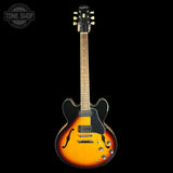Full front of Used Epiphone ES-335 Vintage Sunburst.