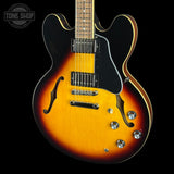 Front angle of Used Epiphone ES-335 Vintage Sunburst.