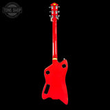 Red electric guitar on a black background with 'Tone Shop' logo.