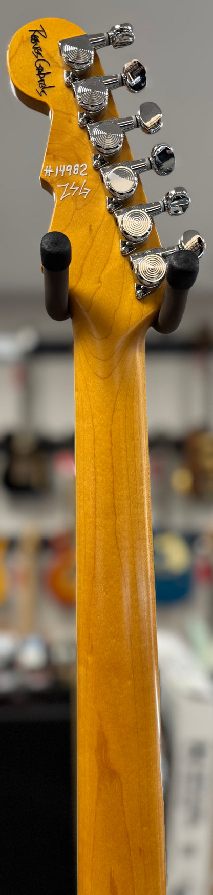 Back of neck of Used Reverend Reeves Gabrels Signature Satin Orange Flame w/Case TSS6785