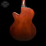 Back of body of Used Guild B4CE-NT Acoustic Bass Natural.