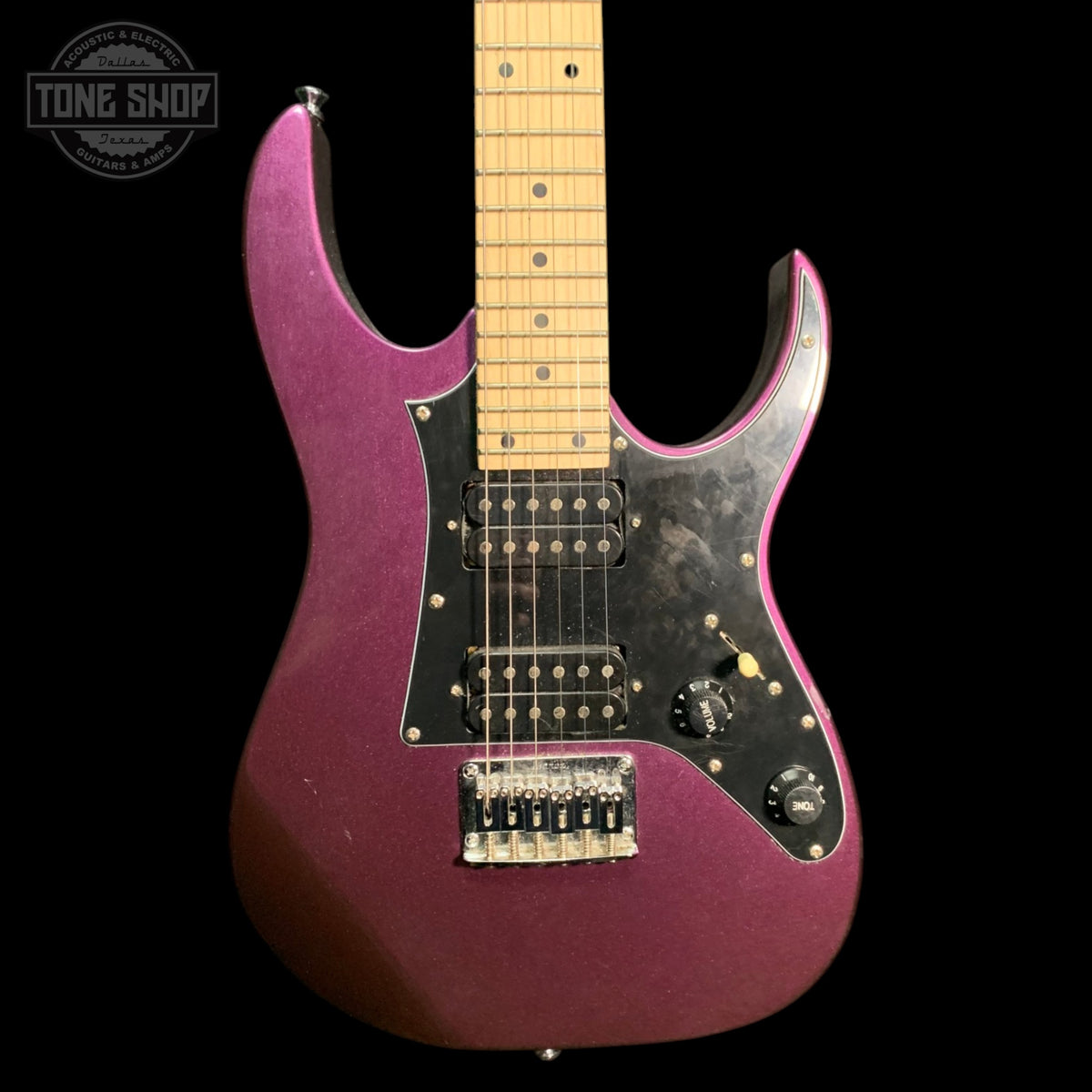 Front of Used Ibanez Gio Mikro Purple TFW3515.