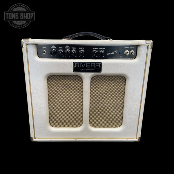 Front of Used Rivera Venus 3 15/7-Watt 1x12" Tube Guitar Combo Amp  Pearl White TFW3680.
