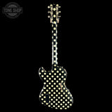 Back of Rock N Roll Relics Revenge Jr Black  W/White Polka Dots Relic.