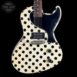 Front of Rock N Roll Relics Revenge Jr White W/Black Polka Dots Relic.