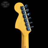 Back of headstock of Vintage 1979 Strat Natural.