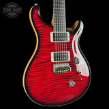 Front angle of PRS Custom 24 Birds of a Feather Limited Blood Red.