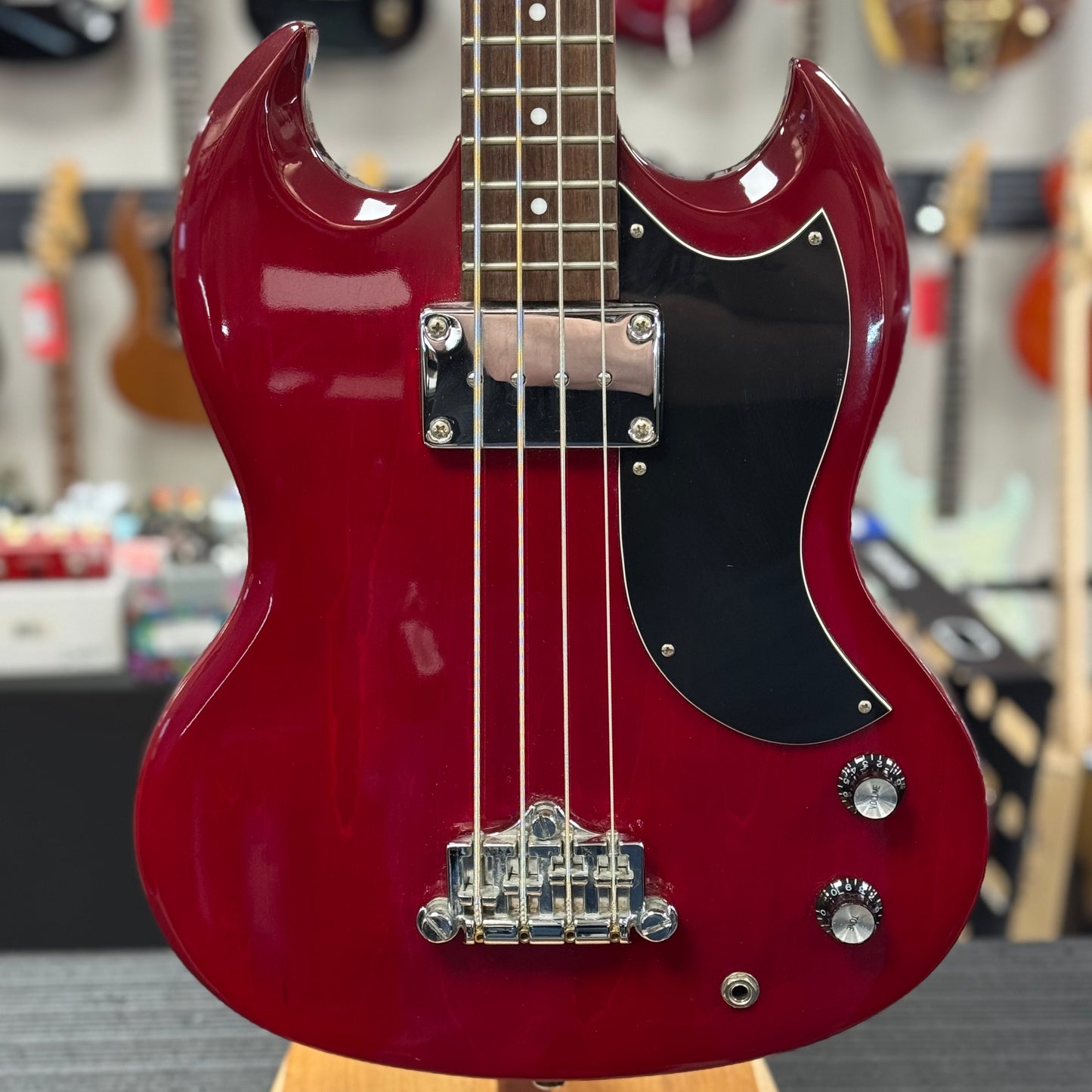 Front of Used Epiphone EB-0 Bass Cherry TSS6804
