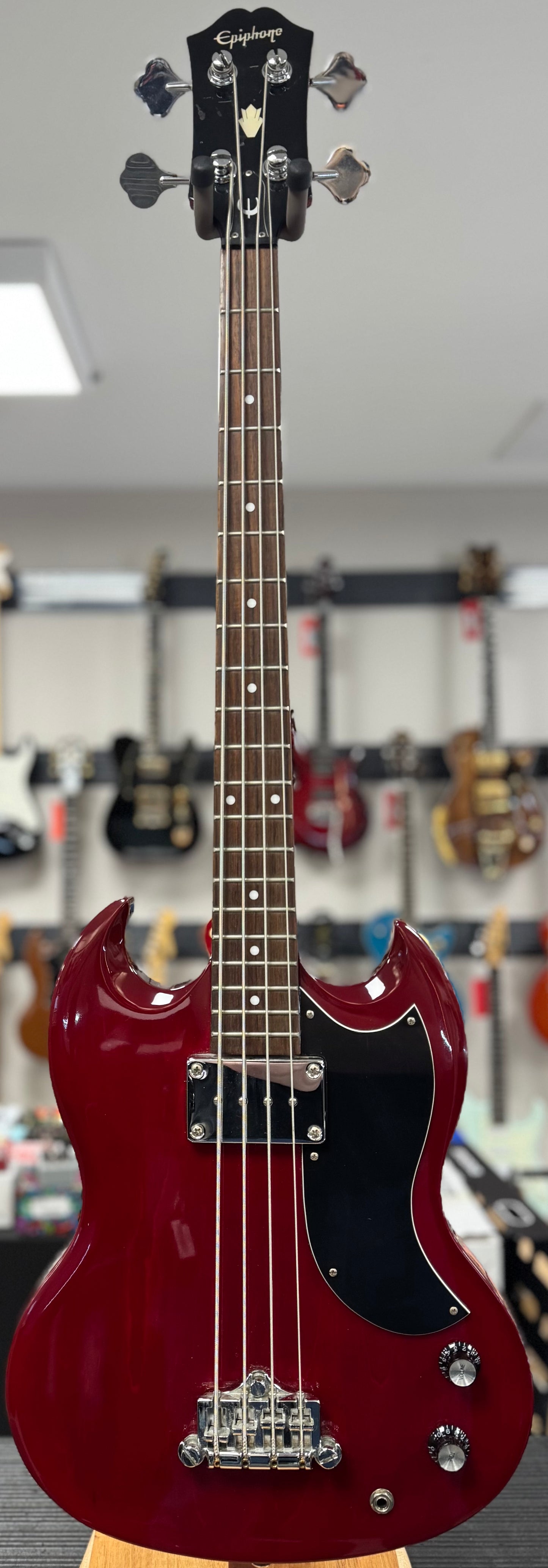 Full front of Used Epiphone EB-0 Bass Cherry TSS6804