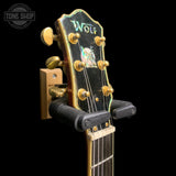 Headstock of Used AIO Wolf WLP 750T Red Burst.