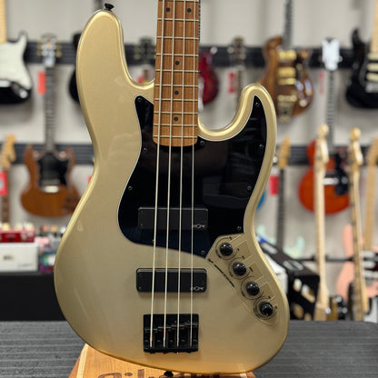 Front of Used 2022 Squier Contemporary Active Jazz Bass Gold TSS6792