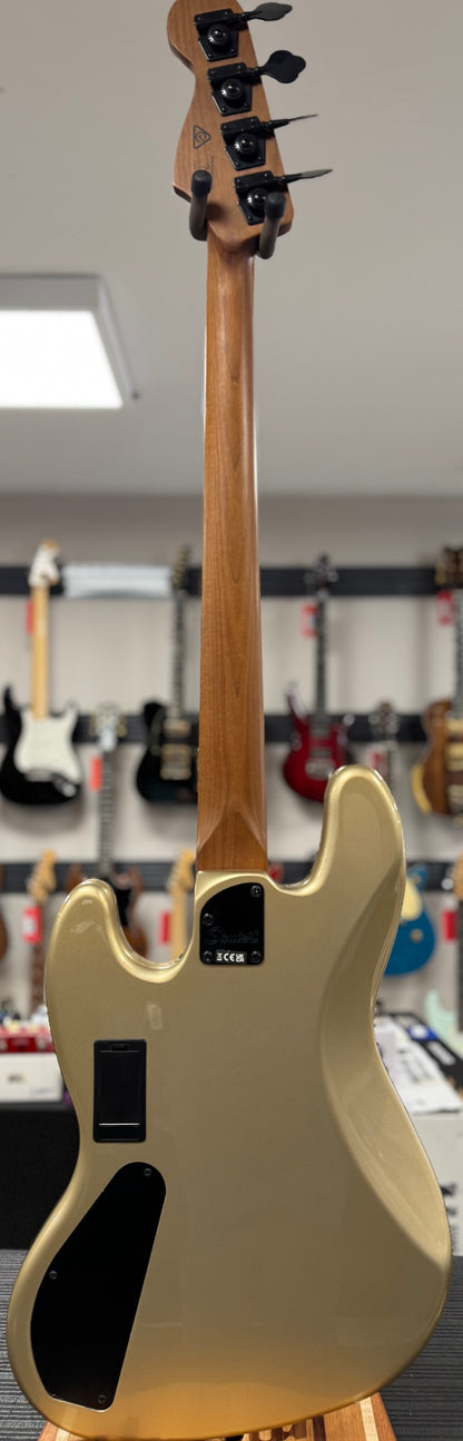 Full back of Used 2022 Squier Contemporary Active Jazz Bass Gold TSS6792