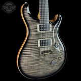 Front angle of PRS Custom 24 Birds of a Feather Limited Charcoal Microburst.