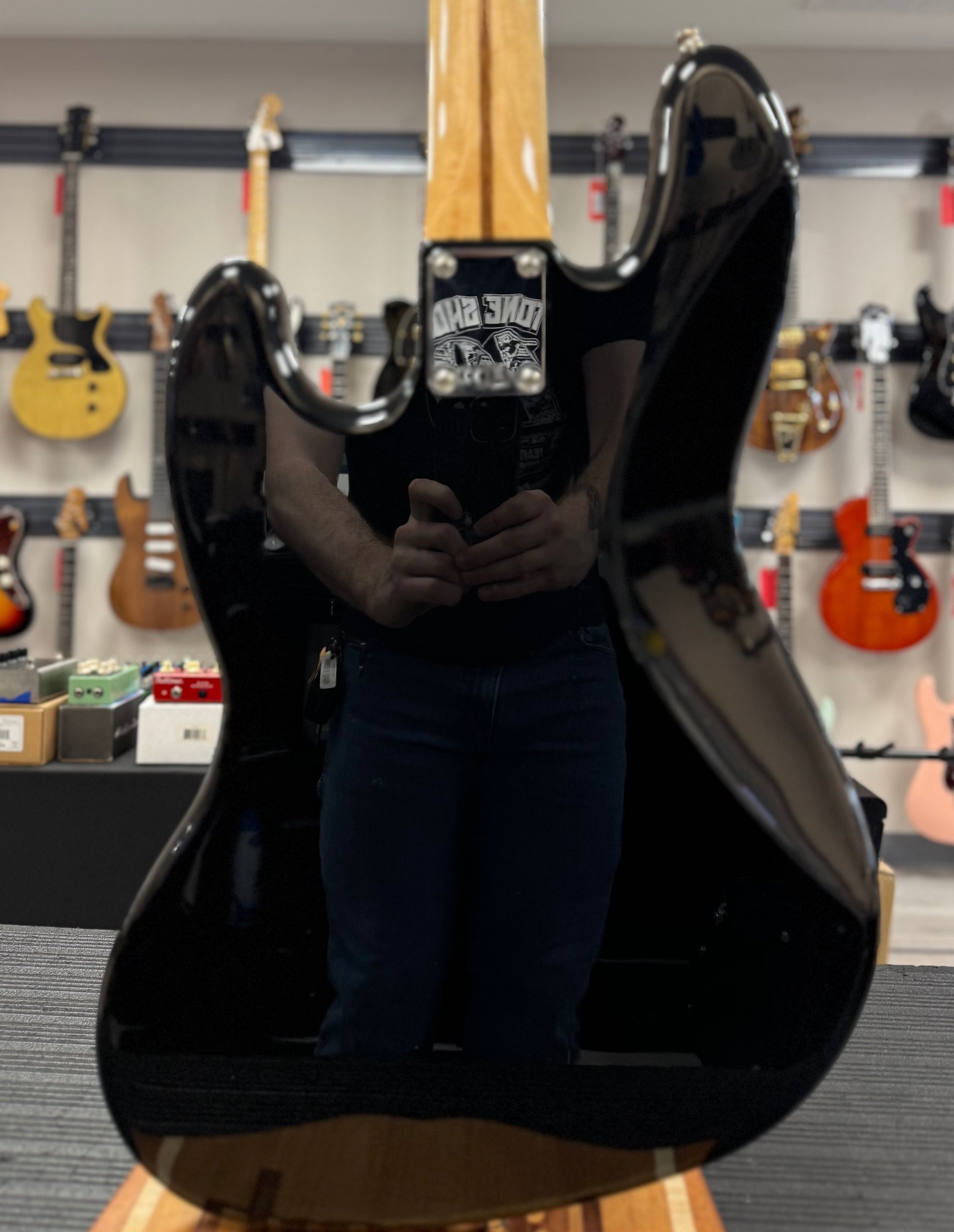 Back of Used 2017 Fender Geddy Lee Jazz Bass Black MIM TSS6795