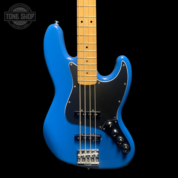 Front of Used 2025 Fender Player II Modified Jazz Bass Electric Blue.