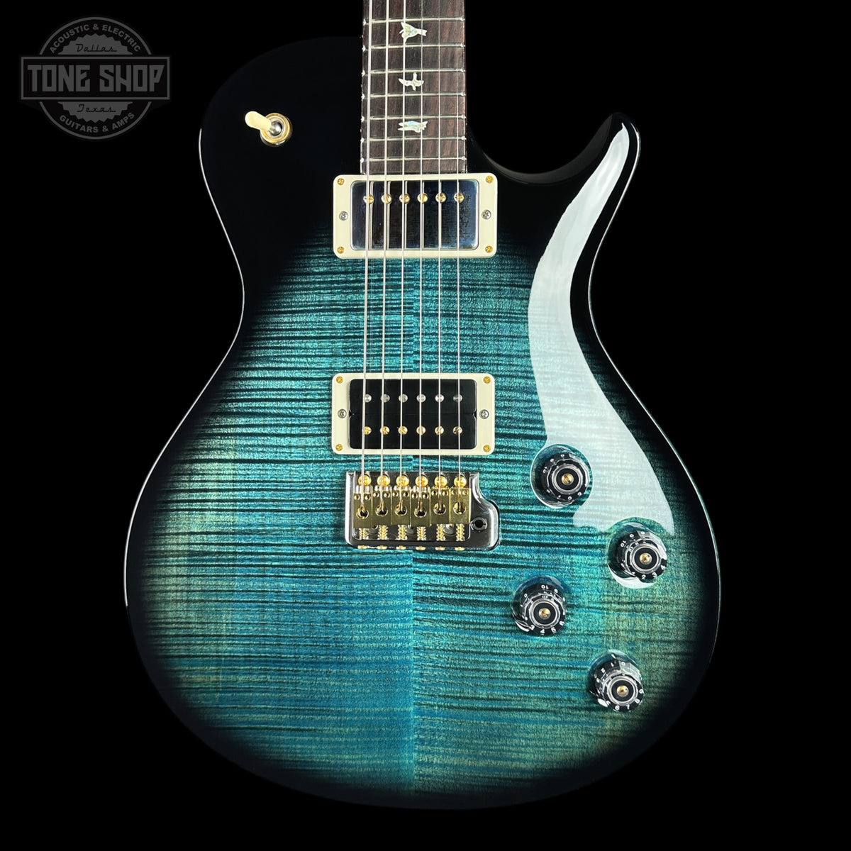 Front of PRS Tremonti Trem 10 Top Cobalt Smokeburst.