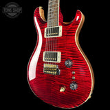 Front angle of PRS Select Wood Library McCarty Trem 10 Top Red Tiger.