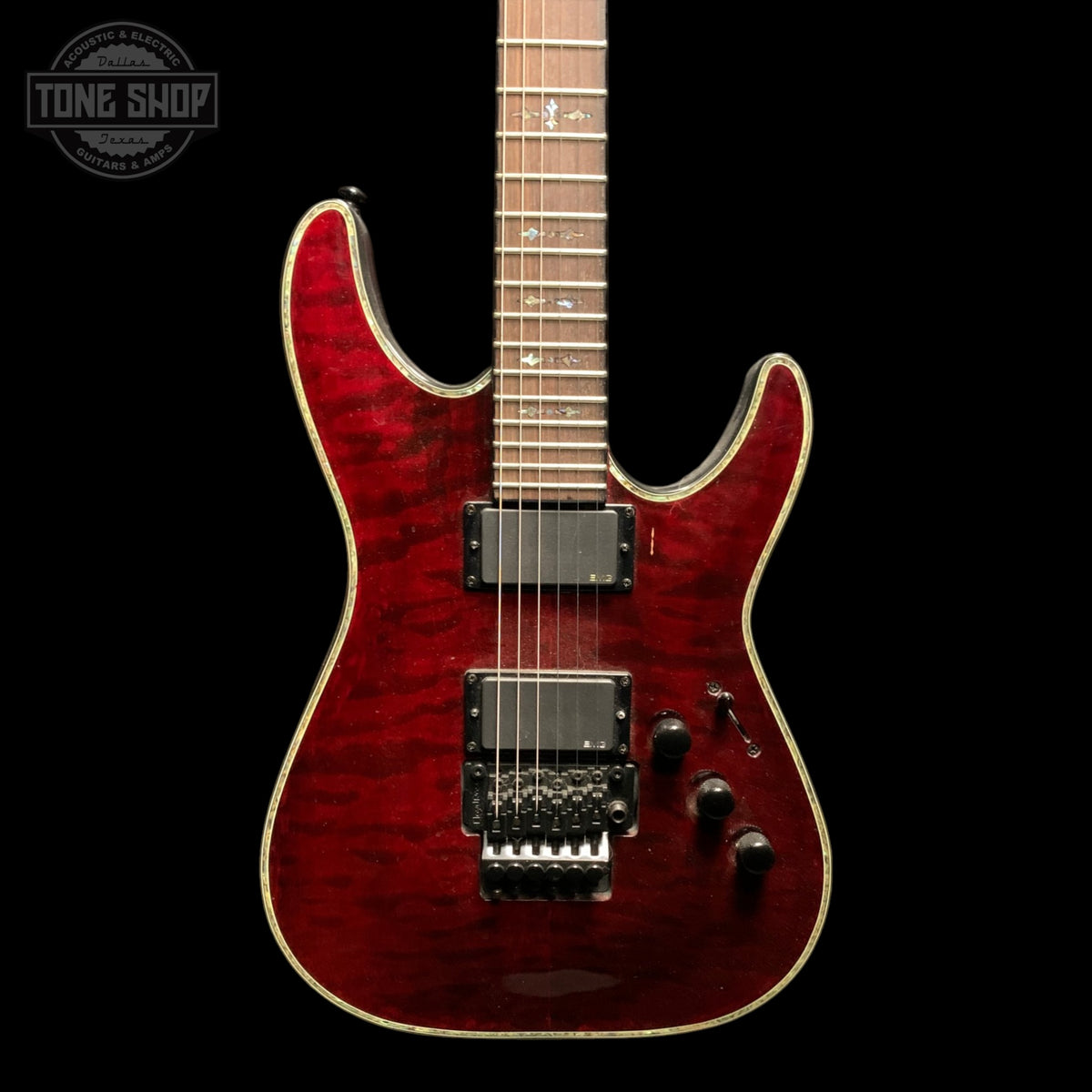 Front of Used 2007 Schecter Hellraiser C-1 Black Cherry.