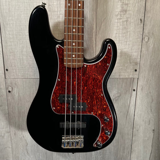 Front of Used 1999 Squier Precision Bass Special Black w/Bartonlini Bridge Pickup TSS3836