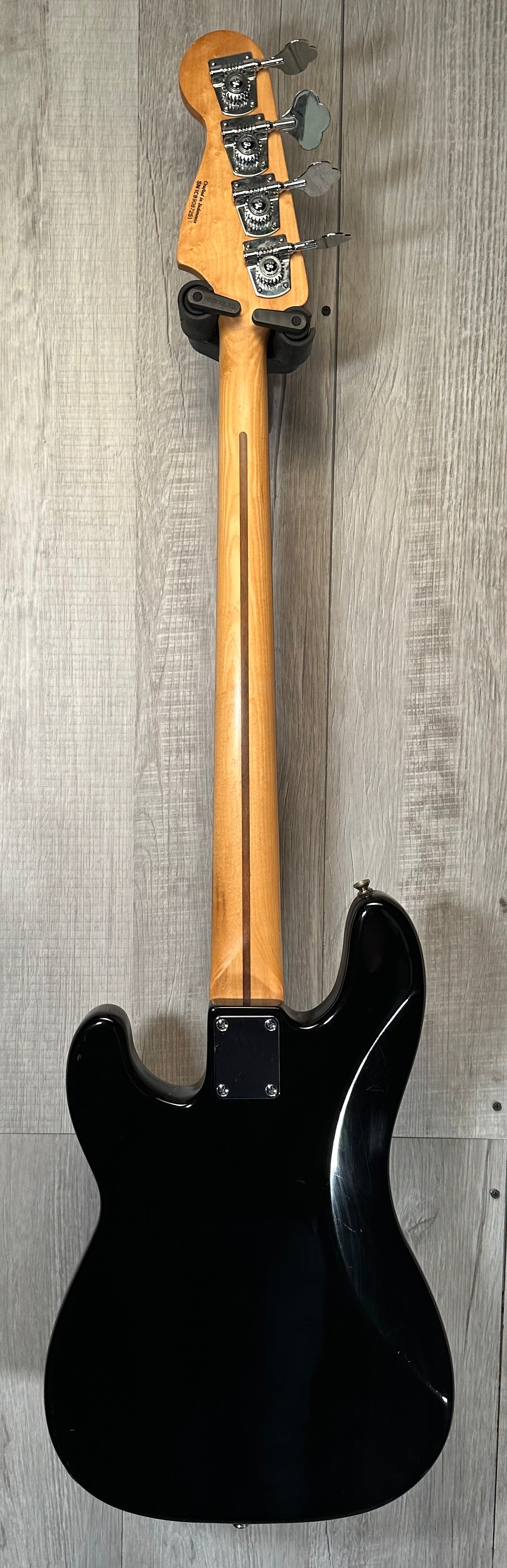 Full back of Used 1999 Squier Precision Bass Special Black w/Bartonlini Bridge Pickup TSS3836