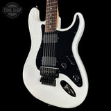 Front angle of Used Squier Contemporary Strat HH FR White.