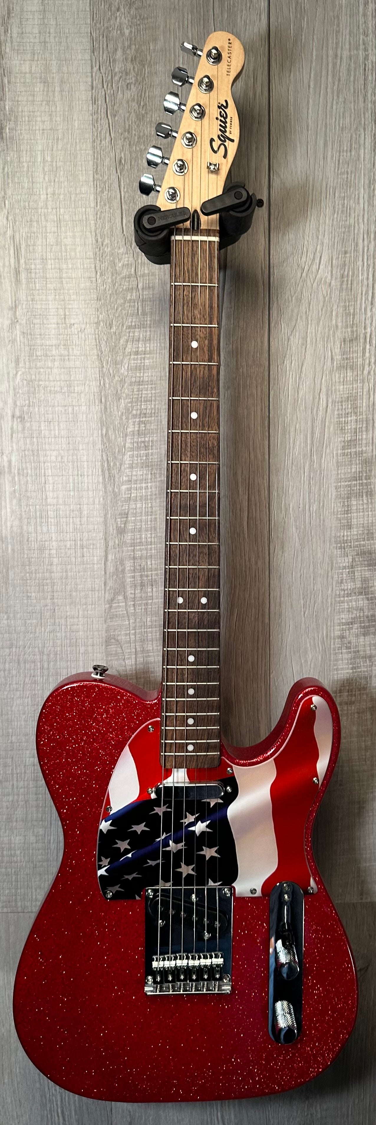 Full front of Used Squier Affinity Telecaster FSR Red Sparkle TSS3843