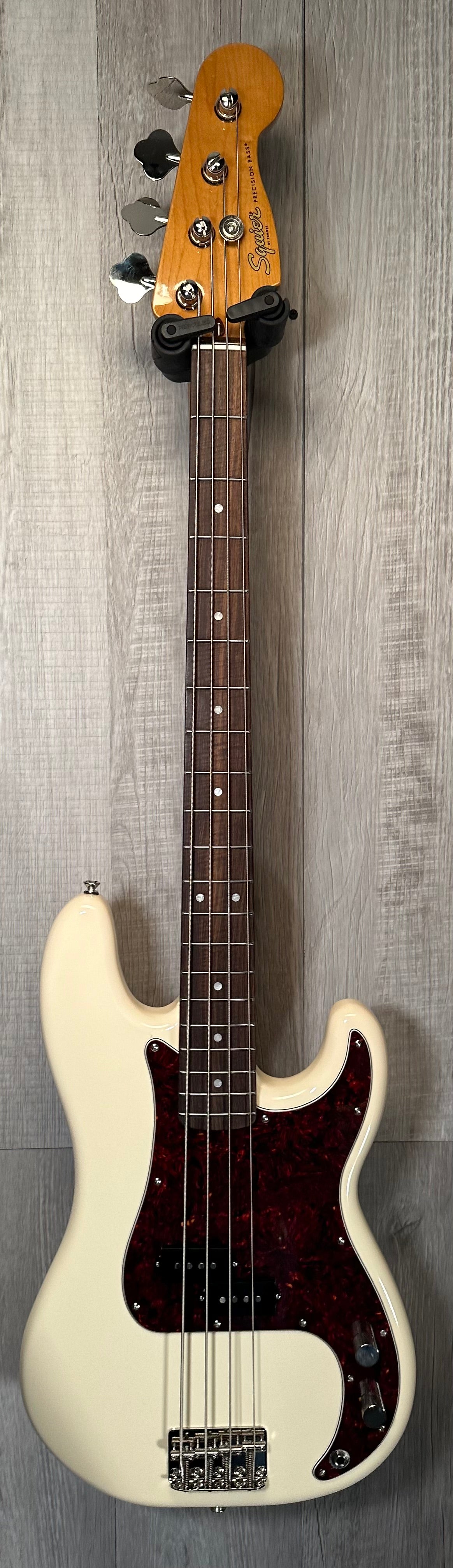 Full front of Used Squier Classic Vibe 60's Precision Bass Olympic White TSS3842