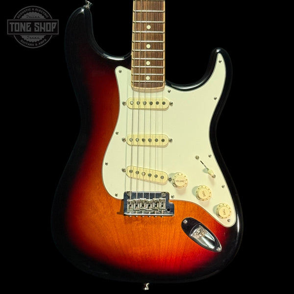 Front of Used 2016 Fender American Standard Stratocaster 3-Tone Sunburst.