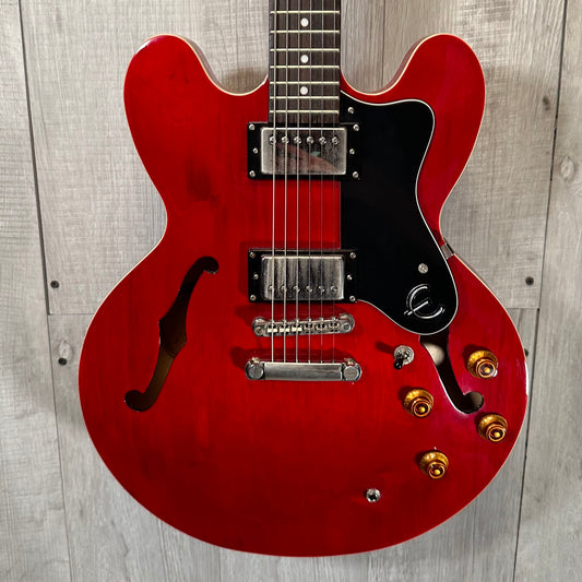 Front of Used 2012 Epiphone Dot Cherry Red w/case TSS3835