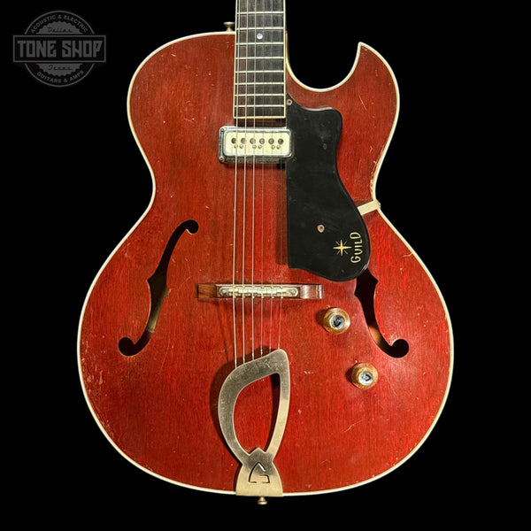 Front of Vintage 1961 Guild Starfire I w/non-original case TFW3342.