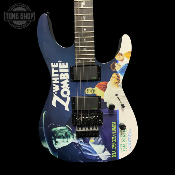 Front of Used ESP LTD KH-WZ White Zombie Kirk Hammett Signature.