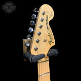 Headstock of Used 2020 Fender Yngwie Malmsteen Signature Stratocaster Sonic Blue.