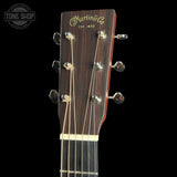 Headstock of Used Martin Custom Shop D-18 Adirondack / Sinker Mahogany.