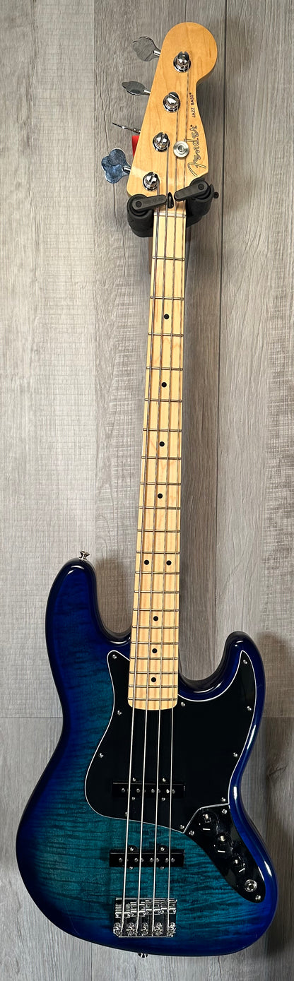 Full front of Used Fender Player Jazz Bass Plus Top Blue Burst TSS3856