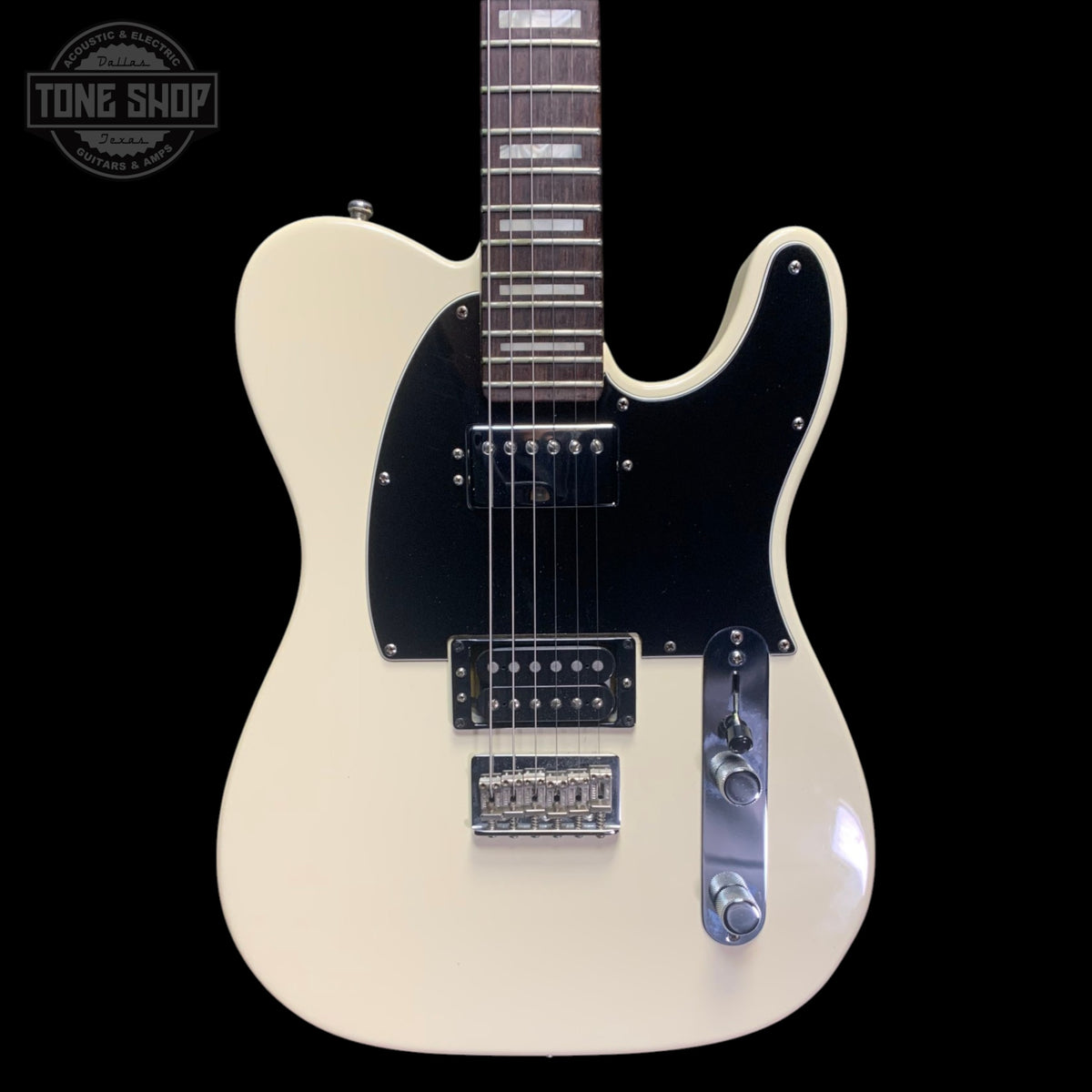 Front of Used 2015 Fender Limited Edition American Standard Telecaster HH Olympic White.