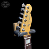 Headstock of Used 2015 Fender Limited Edition American Standard Telecaster HH Olympic White.