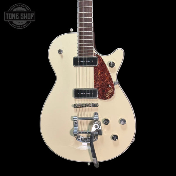 Front of Used Gretsch G5210T-P90 Electromatic Jet Vintage White.